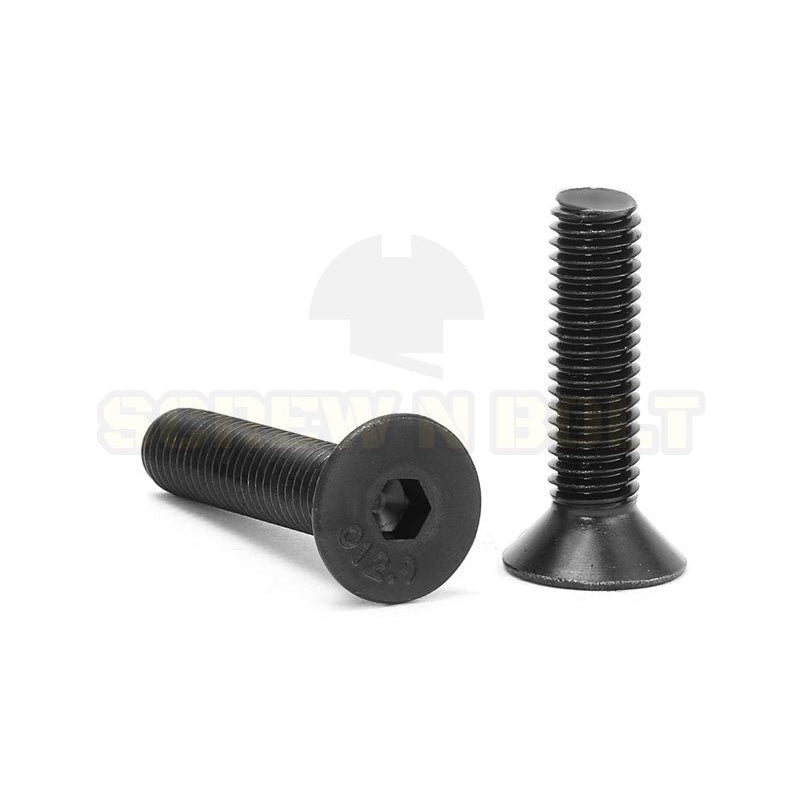 น็อต สกรู หัวจม เตเปอร์ เหล็กแข็ง 12.9 เกลียวมิล หยาบ M2 M2.5 M3 / Flat Head Hex Socket Machine Screw Grade 12.9
