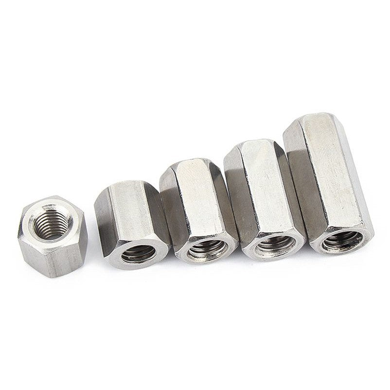 ข้อต่อสตัด หัวน็อต ตัวเมีย ยาว สแตนเลส 304 เกลียวมิล หยาบ M4 M5 M6 / Hex Connector Coupling Nut SUS304 M4 M5 M6