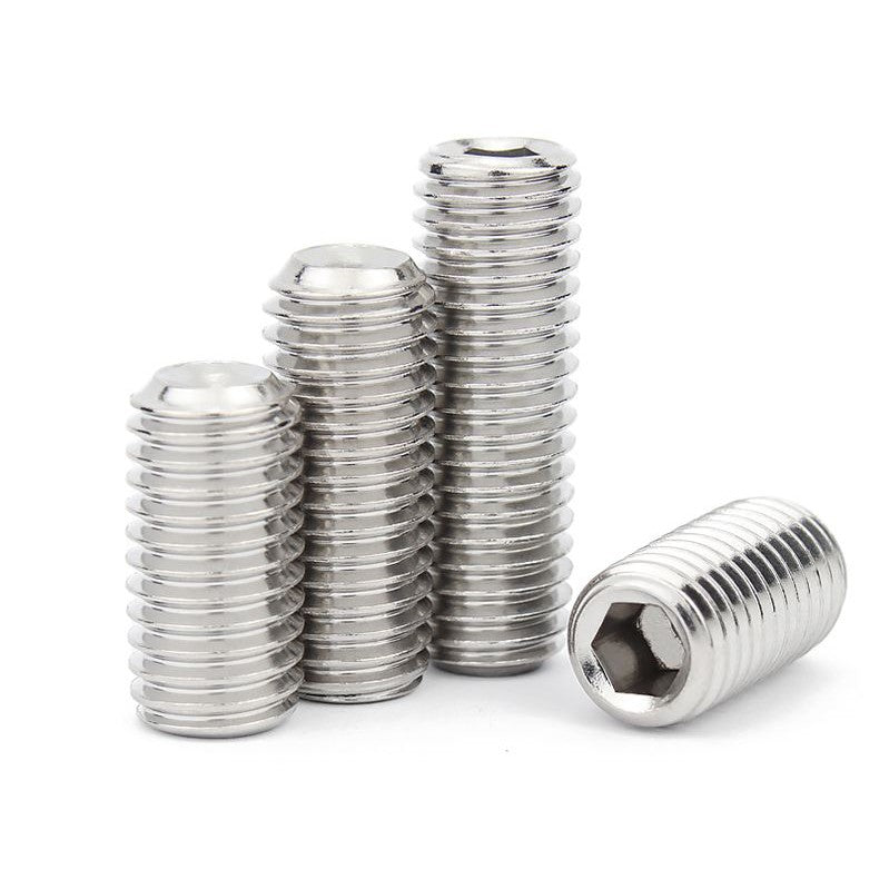 สกรู ตัวหนอน หกเหลี่ยม ปลายตัด สแตนเลส 304 เกลียวมิล หยาบ M8 / Hex Socket Set Screw w/ Cup Point M8