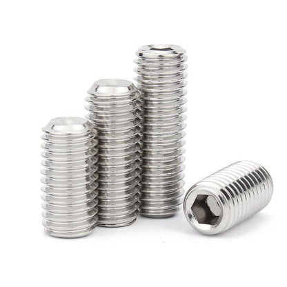 สกรู ตัวหนอน หกเหลี่ยม ปลายตัด สแตนเลส 304 เกลียวมิล หยาบ M8 / Hex Socket Set Screw w/ Cup Point M8
