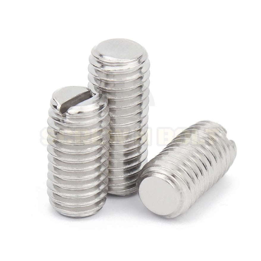 สกรู ตัวหนอน ผ่าหัว ปลายตัด สแตนเลส 304 เกลียวมิล หยาบ M5 M6 M8 M10 / Slotted Set Screw w/ Cup Point SUS304