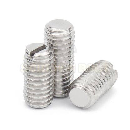 สกรู ตัวหนอน ผ่าหัว ปลายตัด สแตนเลส 304 เกลียวมิล หยาบ M5 M6 M8 M10 / Slotted Set Screw w/ Cup Point SUS304