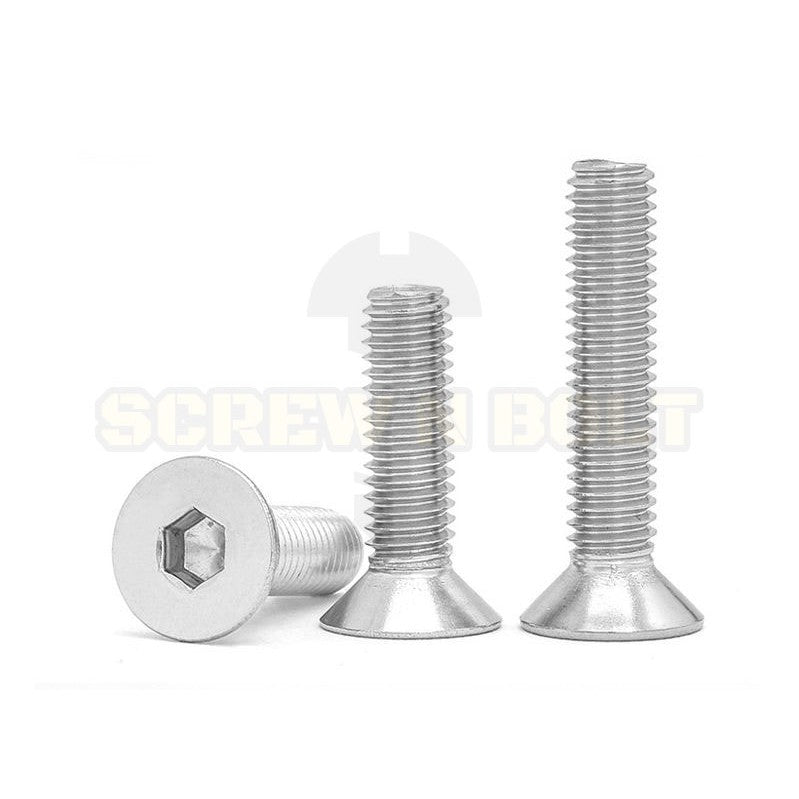 น็อต สกรู หัวจม เตเปอร์ สแตนเลส 304 เกลียวมิล หยาบ M10 / Flat Head Hexagon Socket Machine Screw SUS304 M10