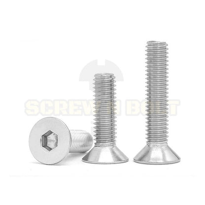 น็อต สกรู หัวจม เตเปอร์ สแตนเลส 304 เกลียวมิล หยาบ M10 / Flat Head Hexagon Socket Machine Screw SUS304 M10