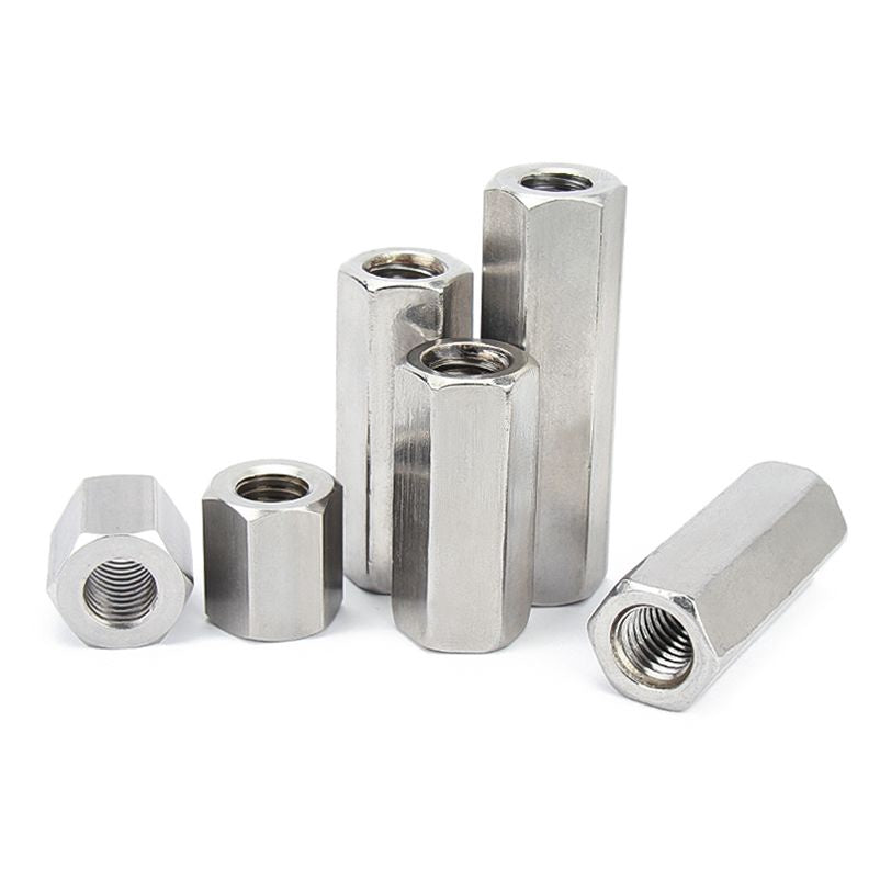ข้อต่อสตัด หัวน็อต ตัวเมีย ยาว สแตนเลส 304 เกลียวมิล หยาบ M20 / Hex Connector Coupling Nut SUS304 M20