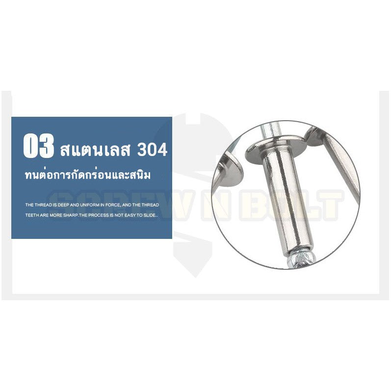 ตะปูยิง รีเวท ลูกยิงรีเวท หมุดย้ำ สแตนเลส 304  M5 M6.4 / Blind Rivet Stainless Steel SUS304 M5 M6.4