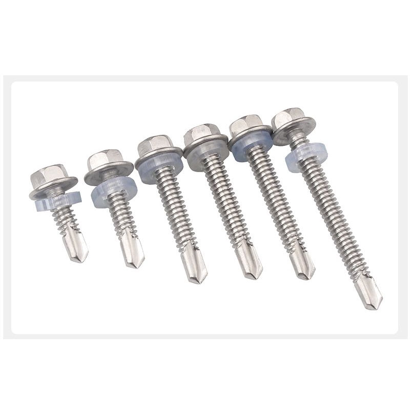 น็อต สกรู ยิงหลังคา+แหวนกันซึม สแตนเลส 410 ปลายสว่าน #12 #14 / Hexagon Washer Drilling Screw (Roofing) SUS410 #12 #14