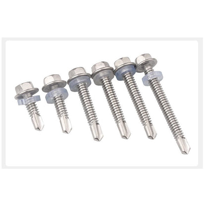 น็อต สกรู ยิงหลังคา+แหวนกันซึม สแตนเลส 410 ปลายสว่าน #12 #14 / Hexagon Washer Drilling Screw (Roofing) SUS410 #12 #14