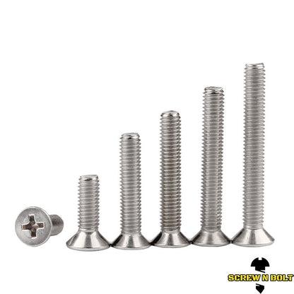 น็อต สกรู หัวเตเปอร์ แฉก F+ สแตนเลส 304 เกลียวมิล หยาบ M2.5 / Flat Head Phillip Machine Screw SUS304 M2.5