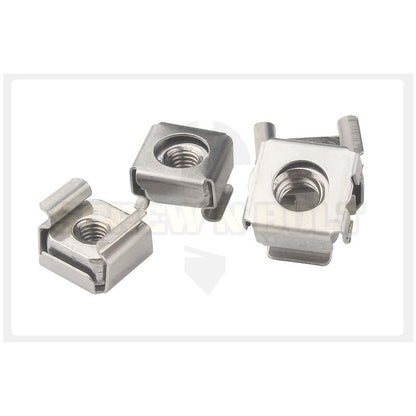 หัวน็อต ตัวเมีย เคจนัท สำหรับแผ่นบอร์ด สแตนเลส 304 เกลียวมิล หยาบ M4 M5 M6 M8 / Cage Nut, SUS304