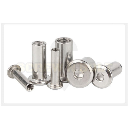 สกรูตัวเมีย เกลียวใน หัวจม กลมแบน งานเฟอร์ สแตนเลส 304 เกลียวมิล หยาบ M6 M8 M10 / Round Flat Socket Insert Nut SUS304