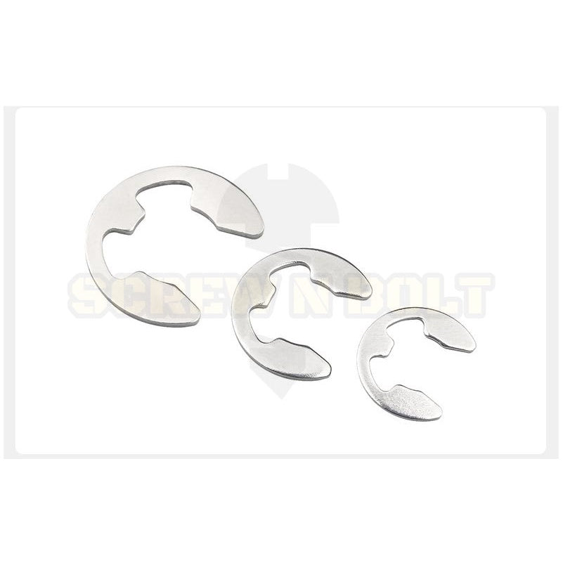 แหวนล็อค ตัวอี E อีริง แหวนเกือกม้า คลิปล็อคแกน สแตนเลส 304 - dia 1.2 - 15 mm. / Retaining E-Clip Shaft Ring SUS304