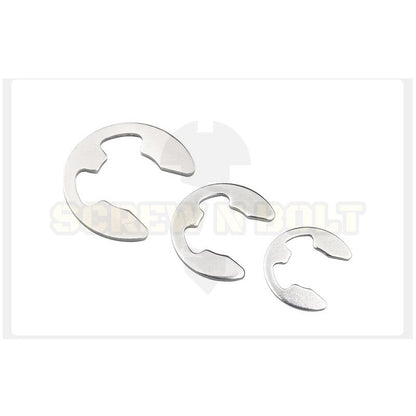 แหวนล็อค ตัวอี E อีริง แหวนเกือกม้า คลิปล็อคแกน สแตนเลส 304 - dia 1.2 - 15 mm. / Retaining E-Clip Shaft Ring SUS304