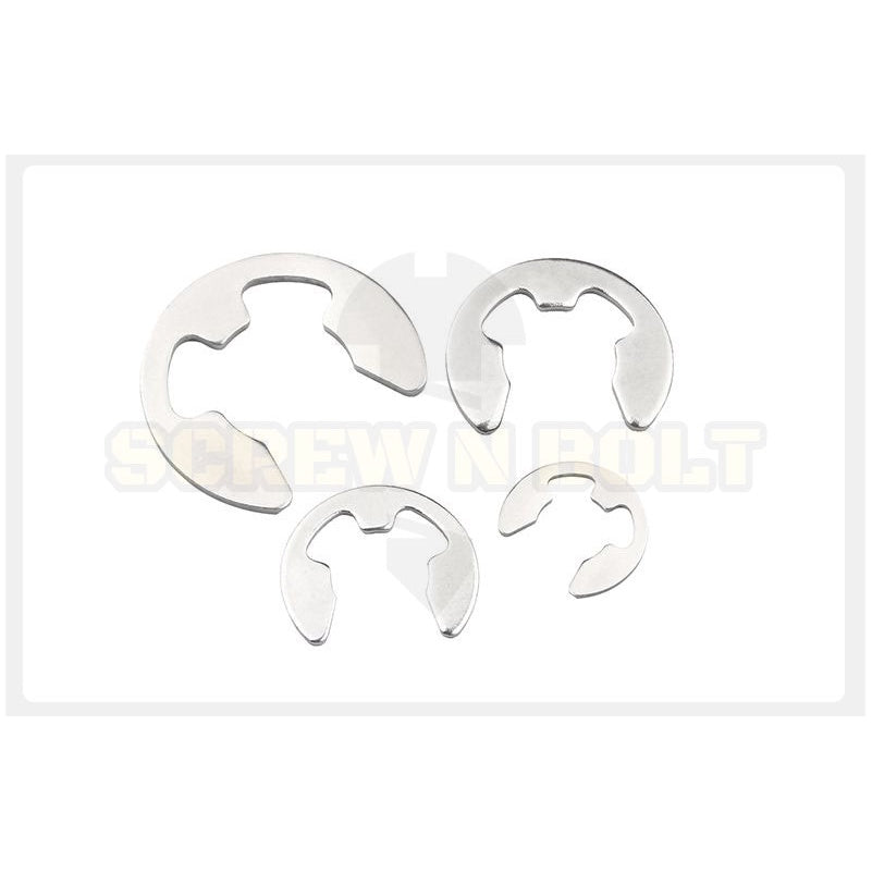 แหวนล็อค ตัวอี E อีริง แหวนเกือกม้า คลิปล็อคแกน สแตนเลส 304 - dia 1.2 - 15 mm. / Retaining E-Clip Shaft Ring SUS304