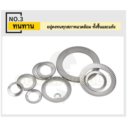 แหวนรอง แหวนรองน็อต ล็อค ฟันบนลาง กันสั่น กันคลาย สแตนเลส 304 - M3 - M25 / Serrated Lock Washer SUS304