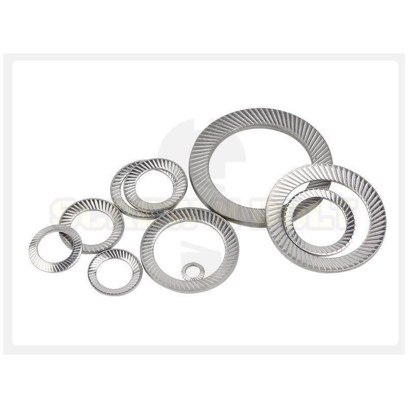 แหวนรอง แหวนรองน็อต ล็อค ฟันบนลาง กันสั่น กันคลาย สแตนเลส 304 - M3 - M25 / Serrated Lock Washer SUS304