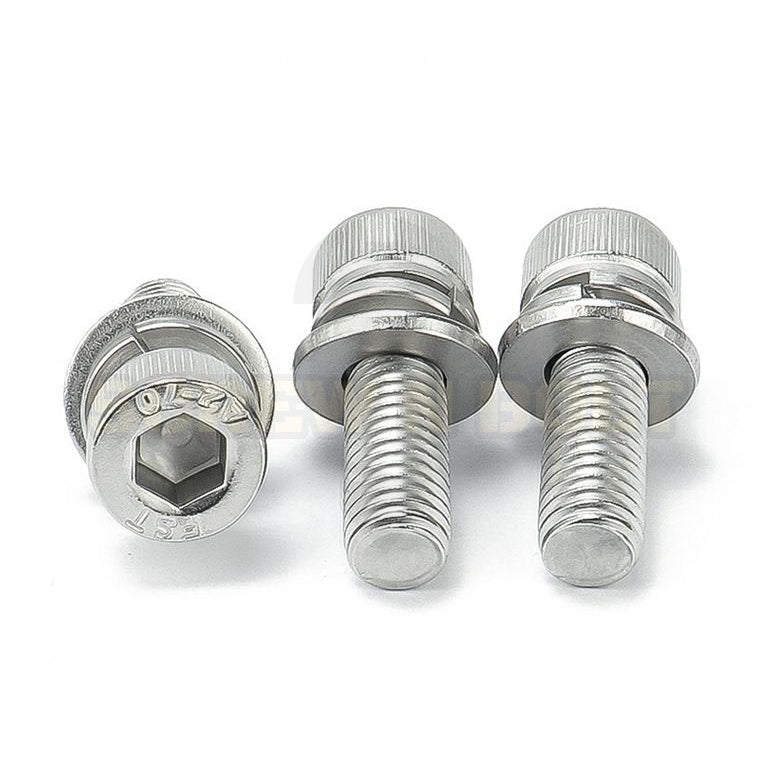 น็อต สกรู หัวจม สวมแหวน อีแปะ+สปริง สเตนเลส 304 เกลียวมิล หยาบ M10 M12 / Cap Head Flat+Spring Washer SEM SUS