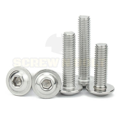 น็อต สกรู หัวจมกลม ติดแหวน ติดจาน สเตนเลส 304 เกลียวมิล หยาบ M6 M8 M10 / Button Head Washer Socket Machine Screw SUS304