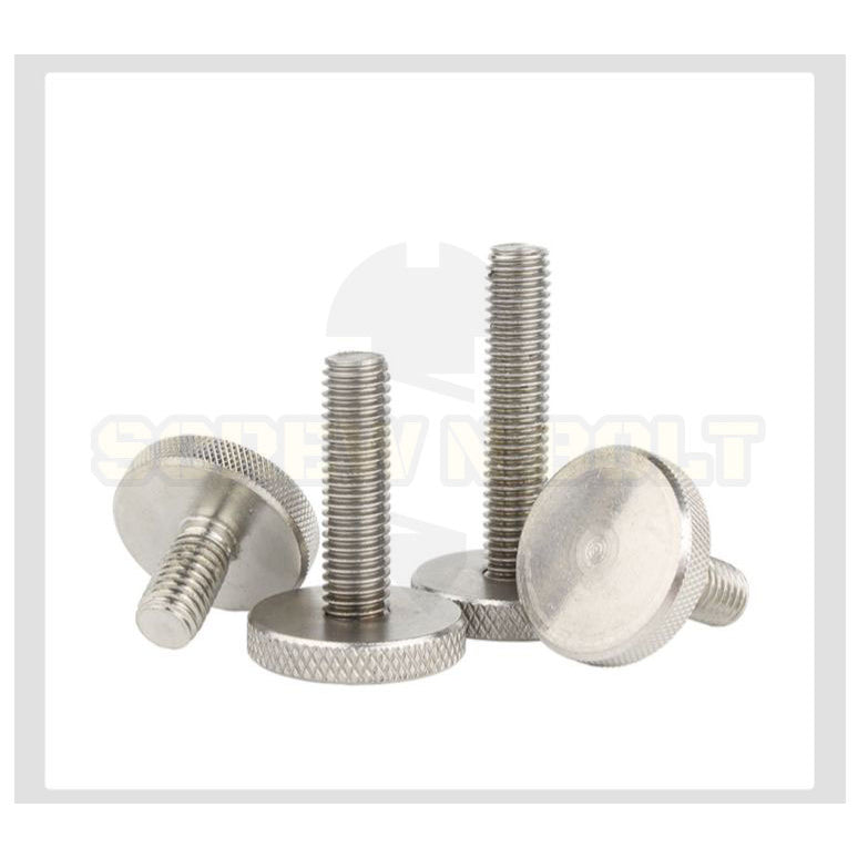 น็อต สกรู ลูกบิด มือจับ มือหมุน หัวบาง สแตนเลส 304 เกลียวมิล หยาบ M5 M6 M8 M10 / Thin Knurled Thumb Screw, SUS304