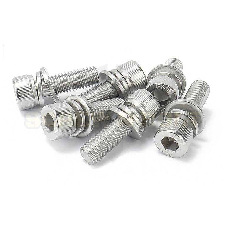 น็อต สกรู หัวจม สวมแหวน อีแปะ+สปริง สเตนเลส 304 เกลียวมิล หยาบ M10 M12 / Cap Head Flat+Spring Washer SEM SUS
