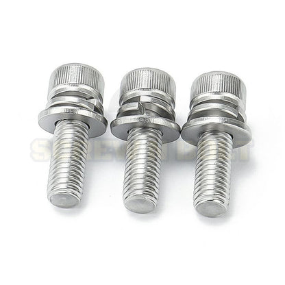 น็อต สกรู หัวจม สวมแหวน อีแปะ+สปริง สเตนเลส 304 เกลียวมิล หยาบ M6 M8 / Cap Head Flat+Spring Washer SEM SUS