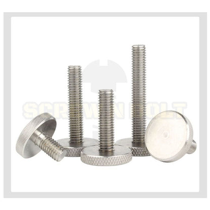 น็อต สกรู ลูกบิด มือจับ มือหมุน หัวบาง สแตนเลส 304 เกลียวมิล หยาบ M5 M6 M8 M10 / Thin Knurled Thumb Screw, SUS304