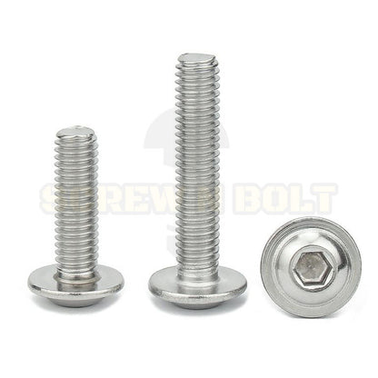น็อต สกรู หัวจมกลม ติดแหวน ติดจาน สเตนเลส 304 เกลียวมิล หยาบ M6 M8 M10 / Button Head Washer Socket Machine Screw SUS304