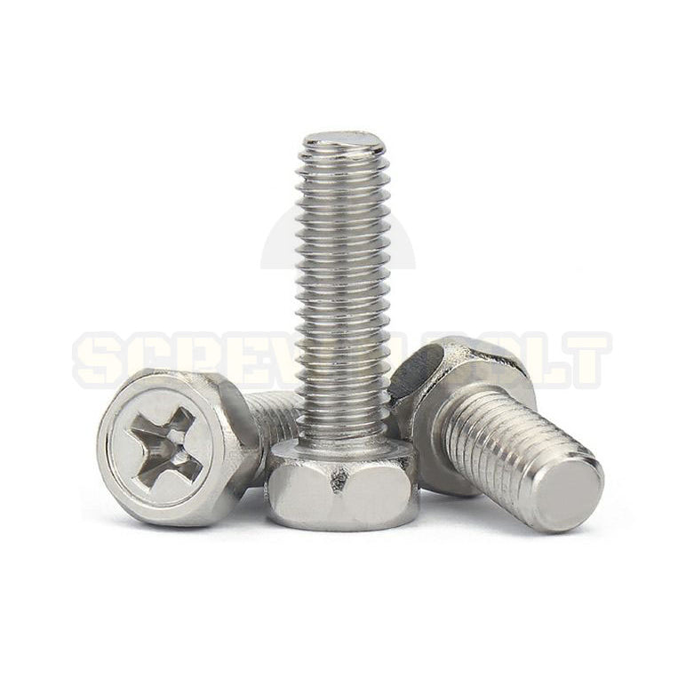 น็อต สกรู หัวหกเหลี่ยม ฝังแฉก สแตนเลส 304 เกลียวมิล หยาบ M6 M8 / Indented Hexagon Machine Screw SUS