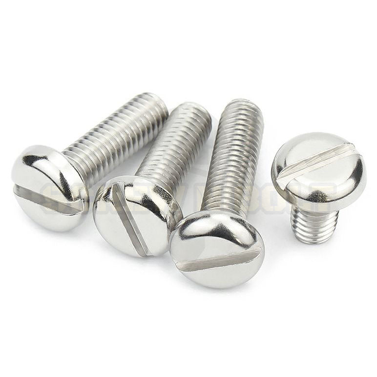 น็อต สกรู หัวกลม ผ่าหัว ไขควงแบน สแตนเลส 304 เกลียวมิล หยาบ M3 M4 M5 / Pan Head Slotted Machine Screw SUS304