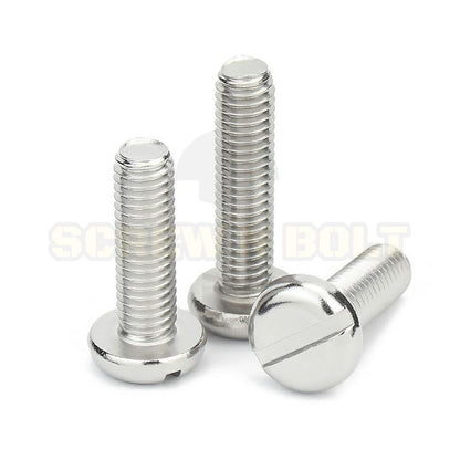 น็อต สกรู หัวกลม ผ่าหัว ไขควงแบน สแตนเลส 304 เกลียวมิล หยาบ M6 M8 M10 / Pan Head Slotted Machine Screw SUS304