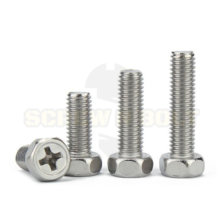 น็อต สกรู หัวหกเหลี่ยม ฝังแฉก สแตนเลส 304 เกลียวมิล หยาบ M6 M8 / Indented Hexagon Machine Screw SUS