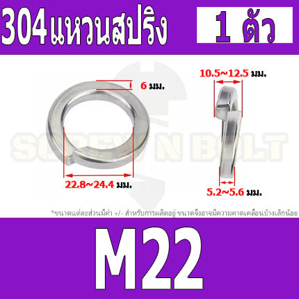 แหวนสปริง แหวนรอง กันคลาย สแตนเลส 304  M22 M24 M27 M30 M33 / Spring Washer Stainless Steel SUS304 M22 M24 M27 M30 M33