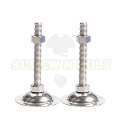 ขา ปรับระดับ โต๊ะ เก้าอี้ เฟอร์ฯ ขาฉิ่ง ทรงฉิ่ง สแตนเลส 304 ฐาน 76 - 85 มม. M14 M16 / Leg Leveler Plain SUS304