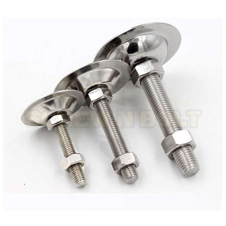 ขา ปรับระดับ โต๊ะ เก้าอี้ เฟอร์ฯ ขาฉิ่ง ทรงฉิ่ง สแตนเลส 304 ฐาน 62-67 มม. M10 M12 / Leg Leveler Plain SUS304