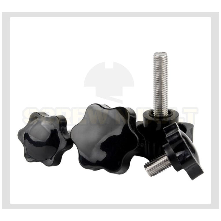 น็อต ลูกบิด ด้ามจับ มือหมุนดอกไม้ สแตนเลส 304 กว้าง 25-32 มม. M4 M5 M6 / STAR GRIP KNOB BOLT SUS304