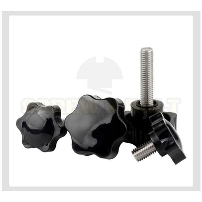 น็อต ลูกบิด ด้ามจับ มือหมุนดอกไม้ สแตนเลส 304 กว้าง 48 มม. M8 M10 M12 / STAR GRIP KNOB BOLT SUS304