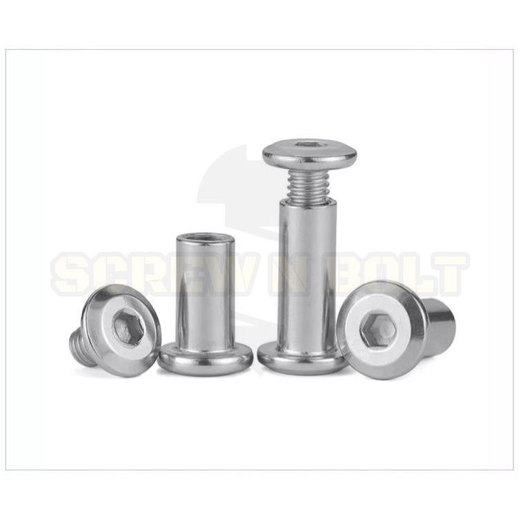 (ยกชุด) น็อต สกรู หัวกลมแบน งานเฟอร์ฯ+ตัวเมีย สแตนเลส 304 เกลียวมิล M5 M6 / Round Flat Hex Machine Screw+Nut SUS304