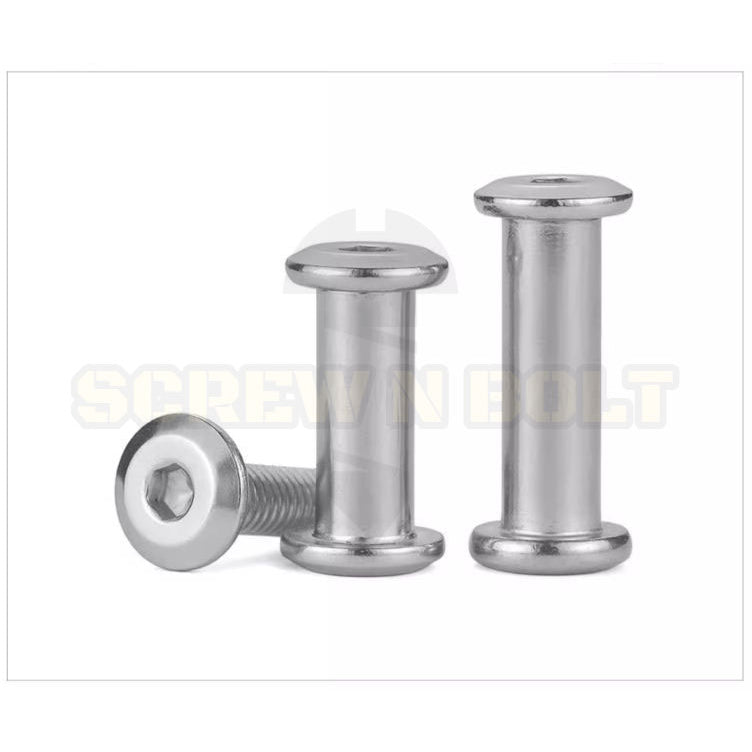 (ยกชุด) น็อต สกรู หัวกลมแบน งานเฟอร์ฯ+ตัวเมีย สแตนเลส 304 เกลียวมิล M8 M10 / Round Flat Hex Machine Screw+Nut SUS304