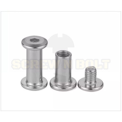 (ยกชุด) น็อต สกรู หัวกลมแบน งานเฟอร์ฯ+ตัวเมีย สแตนเลส 304 เกลียวมิล M8 M10 / Round Flat Hex Machine Screw+Nut SUS304