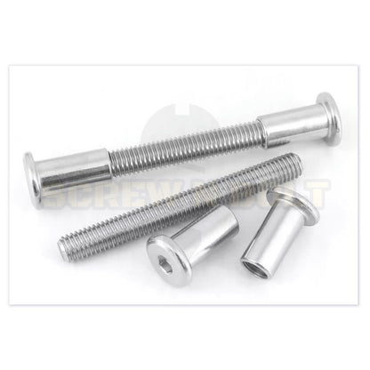 (ยกชุด) สตัด โบลท์ เกลียวตลอด +ตัวเมียกลมแบน 2 ตัว สแตนเลส 304 เกลียวมิล M10 / Stud Bolt + RF Nut 2 pcs