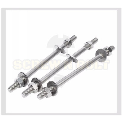 (ยกชุด) สตัด โบลท์ เกลียวไม่ตลอด แหวนแปะ+ตัวเมีย สแตนเลส 304 เกลียวมิล 2 ข้าง M10 / (Set) 2 Thread End Stud (FW) SUS