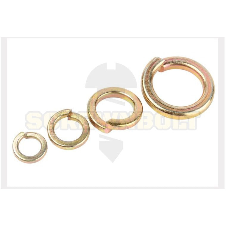 แหวนสปริง แหวนรอง กันคลาย เหล็กแข็ง 8.8 ชุบรุ้ง - M5 - M24 / 8.8 Grade Spring Washer Yellow Zinc