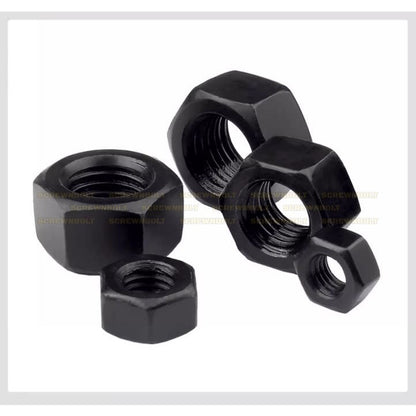 หัวน็อต ตัวเมีย หกเหลี่ยม เหล็กแข็ง 8.8 รมดำ เกลียวมิล หยาบ M2 - M18 / 8.8 Grade Hexagon Nut Black Oxide