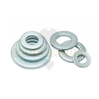แหวนอีแปะ แหวนรอง น็อตสกรู เหล็กแข็ง 8.8 ชุบ ซิงค์ฟ้า - M3 - M20 / 8.8 Grade Flat Washer Zinc Blue
