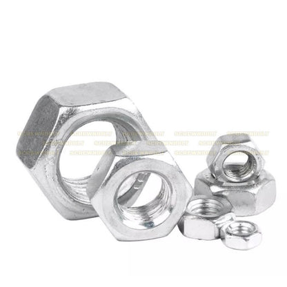 หัวน็อต ตัวเมีย หกเหลี่ยม เหล็กแข็ง 8.8 ชุบขาว/ฟ้า เกลียวมิล หยาบ M5 - M24 / 8.8 Grade Hexagon Nut White Zinc
