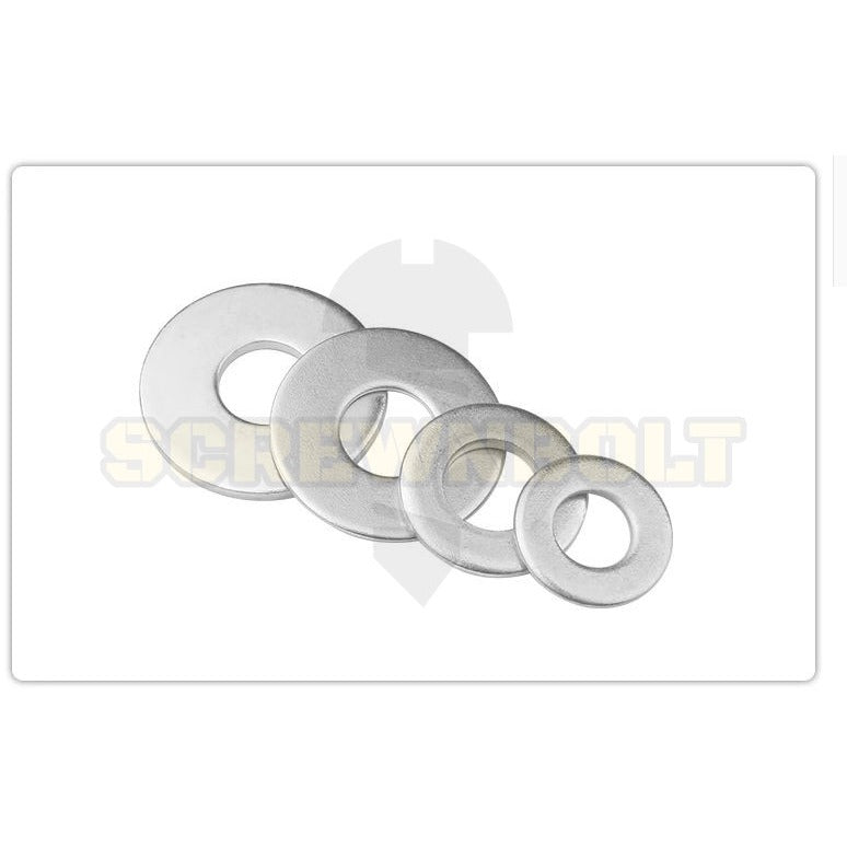 แหวนอีแปะ แหวนรอง น็อตสกรู เหล็กแข็ง 8.8 ชุบ ขาว - M6 M8 M10 M12 / 8.8 Grade Flat Washer Zinc White