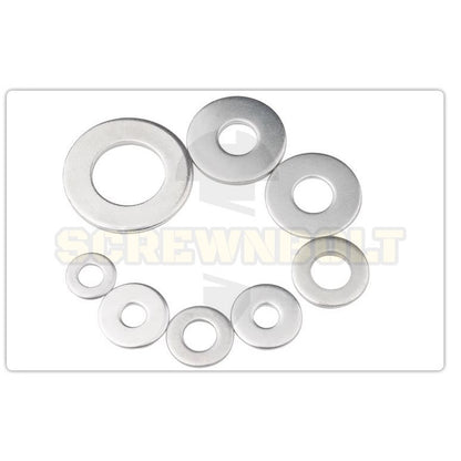 แหวนอีแปะ แหวนรอง น็อตสกรู เหล็กแข็ง 8.8 ชุบ ขาว - M6 M8 M10 M12 / 8.8 Grade Flat Washer Zinc White