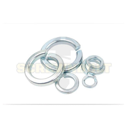 แหวนสปริง แหวนรอง กันคลาย เหล็กแข็ง 8.8 ชุบขาว/ฟ้า - M3 - M24 / 8.8 Grade Spring Washer White Zinc