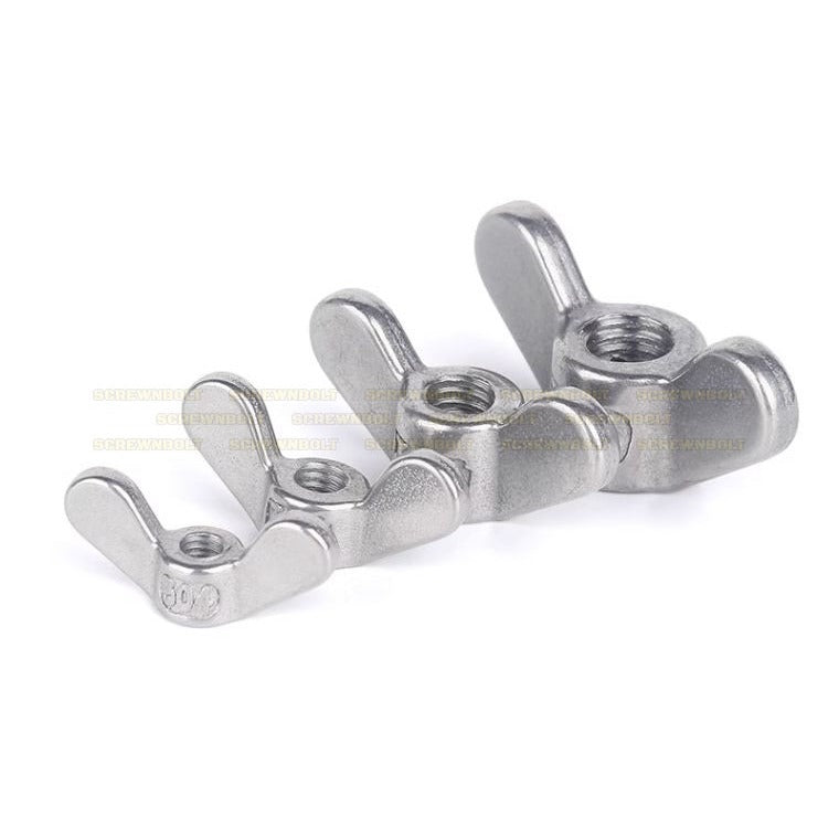 หัวน็อต ตัวเมีย หางปลา ปีก โค้งมน กลม สแตนเลส 304 เกลียวมิล หยาบ M12 M14 M16  / Wing Nut Round SUS304