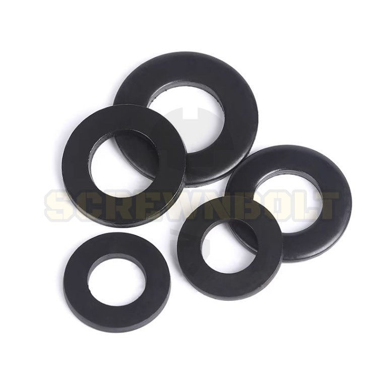 แหวนอีแปะ แหวนรอง น็อตสกรู เหล็กแข็ง 8.8 รมดำ - M2 - M36 / 8.8 Grade Flat Washer Black Oxide